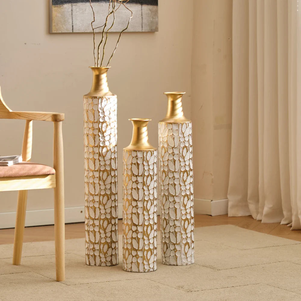 Elegant Gold Leaf Floor Vases