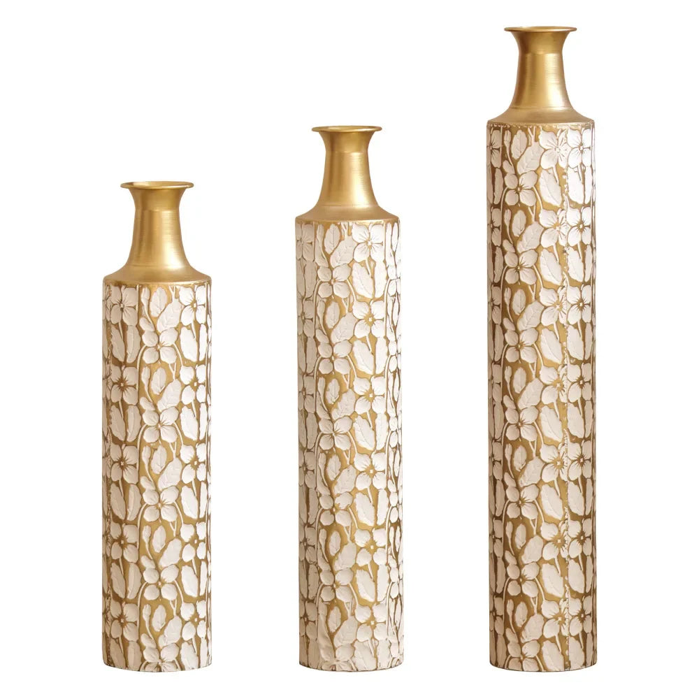 Elegant Gold Leaf Floor Vases