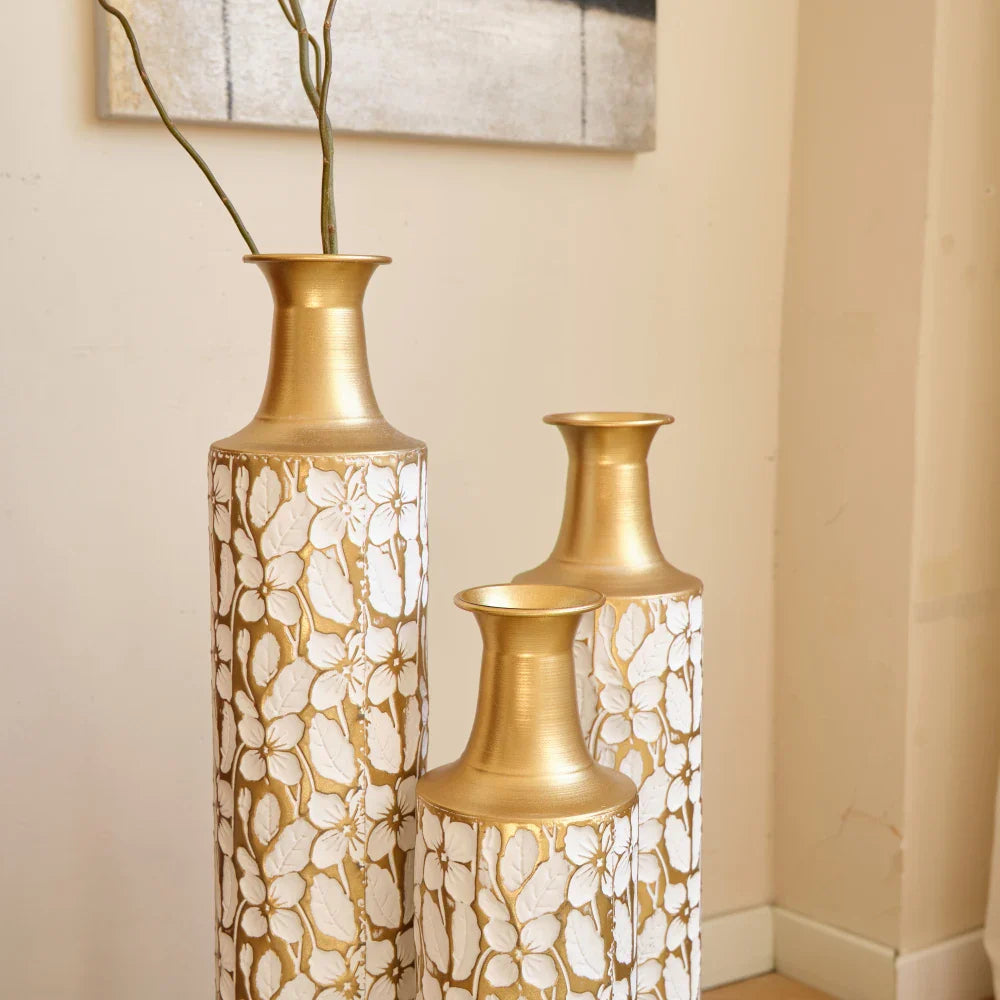 Elegant Gold Leaf Floor Vases