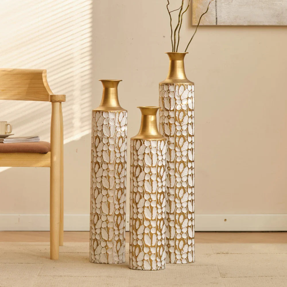 Elegant Gold Leaf Floor Vases