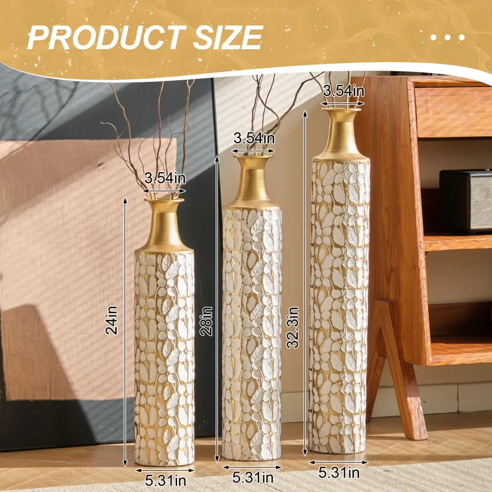Elegant Gold Leaf Floor Vases